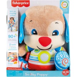 Fisher-Price Ríe y Aprende Perrito Grande de Juguete con Sonidos, Canciones y Frases, ideal para bebés +18 Meses Mattel HDJ18