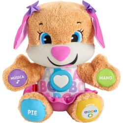 Fisher-Price Ríe y Aprende Perrita Primeros Descubrimientos, Peluche Interactivo con Luces y Sonidos, ideal bebé +6 Meses FPP55