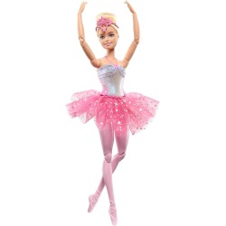 Barbie Dreamtopia Bailarina Muñeca Rubia articulada con tutú Rosa e iluminación mágica, edad +3 años Mattel HLC25