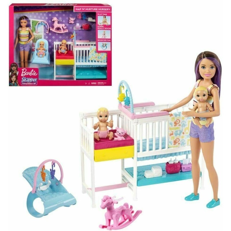 Barbie Skipper Hora de la Siesta, Muñeca Canguro con bebés y Accesorios, edad 3-9 años Mattel GFL38 Barbie Skipper Hora de la Siesta, Muñeca Canguro con bebés y Accesorios, edad 3-9 años Mattel GFL38