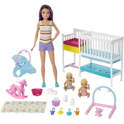 Barbie Skipper Hora de la Siesta, Muñeca Canguro con bebés y Accesorios, edad 3-9 años Mattel GFL38