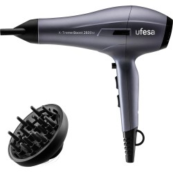 Secador de pelo - Ufesa X-Treme Boost, 2600W, 3 Temperaturas, 2 Velocidades, Difusor incluido