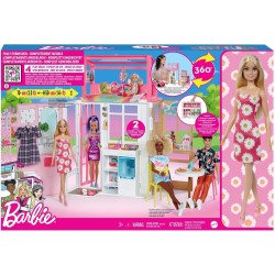 Barbie con apartamento Casa de muñecas con una muñeca, Muebles y Accesorios edad +3 años Mattel HHY40