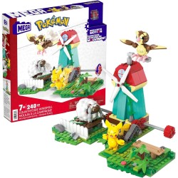 MEGA Construx Pokemon Ciudad del Viento, 240 Bloques con Pikachu, Wooloo y Pidgey, edad +7 años Mattel HKT21