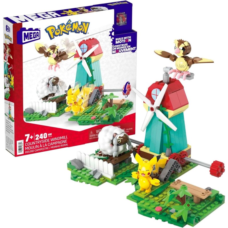 MEGA Construx Pokemon Ciudad del Viento, 240 Bloques con Pikachu, Wooloo y Pidgey, edad +7 años Mattel HKT21 MEGA Construx Pokemon Ciudad del Viento, 240 Bloques con Pikachu, Wooloo y Pidgey, edad +7 años Mattel HKT21
