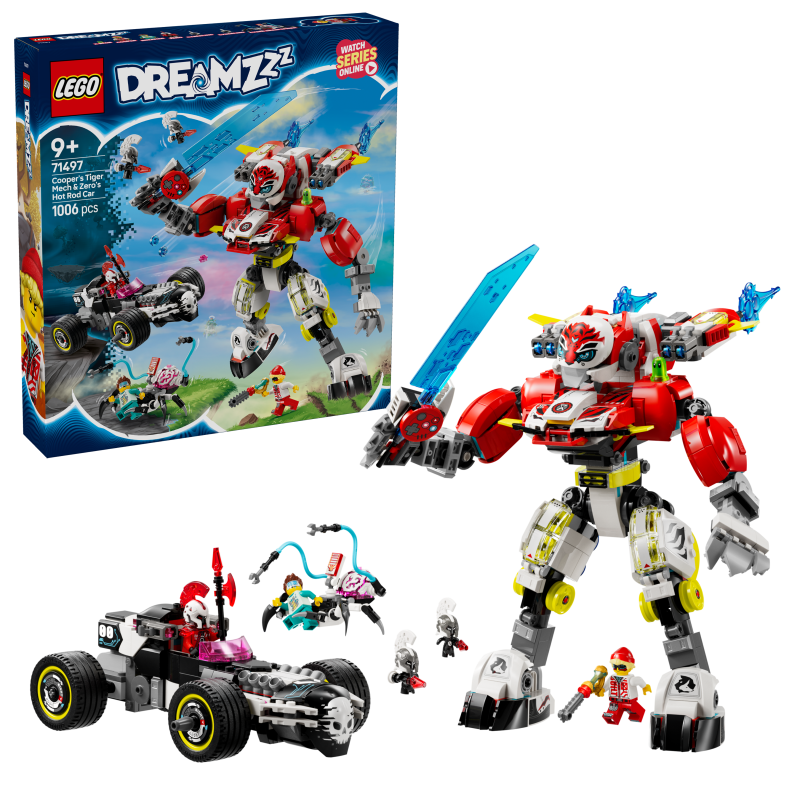 LEGO DREAMZzz 71497 Meca Tigre de Cooper y Bólido de Zero Contiene 1006 piezas - Edad recomendada a partir de 9+ años