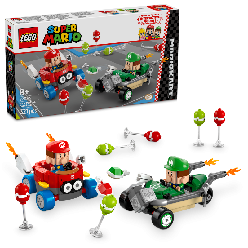 LEGO Super Mario 72034 Mario Kart: Bebé Mario vs. Bebé Luigi Contiene 321 piezas - Edad recomendada a partir de 8+ años LEGO Super Mario 72034 Mario Kart: Bebé Mario vs. Bebé Luigi Contiene 321 piezas - Edad recomendada a partir de 8+ años