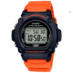 Reloj CASIO digital W-219H-4AV de Pulsera para Hombre correa caucho color Naranja