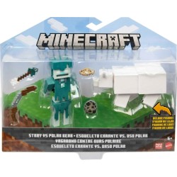 Figuras Minecraft Esqueleto Glacial Vs Oso Polar Pack 2 Figuras de acción con Accesorios, Juguete +6 años Mattel HGN28