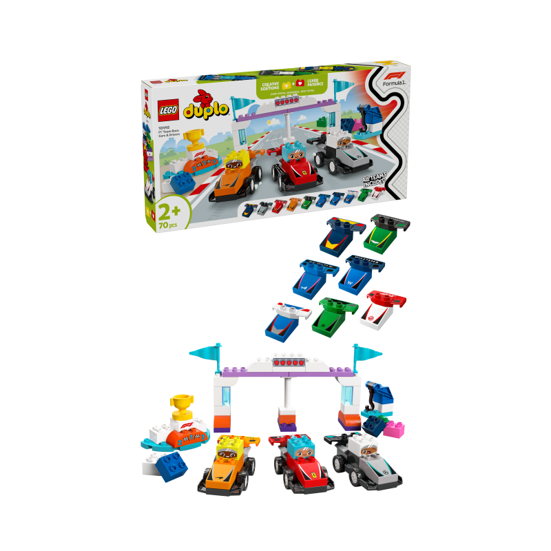 LEGO DUPLO Town 10445 Coches de Carreras y Pilotos del Equipo de F1® contiene 70 piezas - edad 2+ años