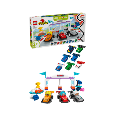 LEGO DUPLO Town 10445 Coches de Carreras y Pilotos del Equipo de F1® contiene 70 piezas - edad 2+ años