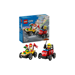 LEGO City 60458 Pack de Coches de Carreras: Pizza vs. Camión de Bomberos contiene 70 piezas - edad 5+ años