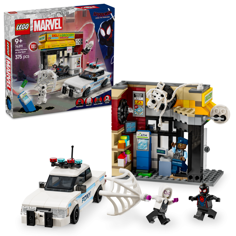 LEGO Super Heroes 76311 Multiverso Arácnido: Miles Morales vs. Mancha contiene 375 piezas - edad 9+ años