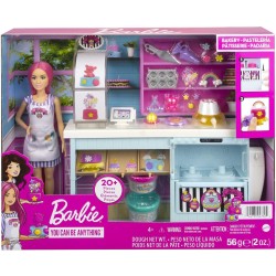 Barbie y su Pastelería Muñeca Pelo fantasía con Tienda, Juego de plastilina y Accesorios de Juguete, edad +3 años Mattel HGB73