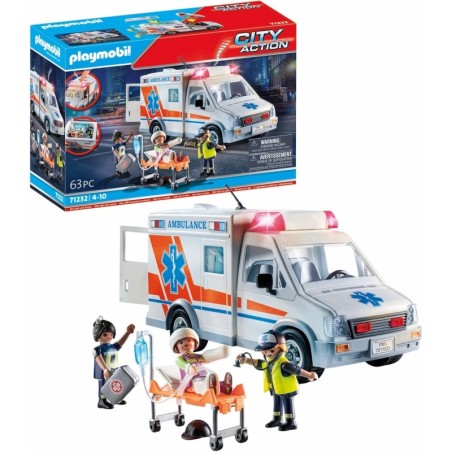 PLAYMOBIL City Action 71232 Ambulancia con Luz y Sonido edad a partir de 4 años