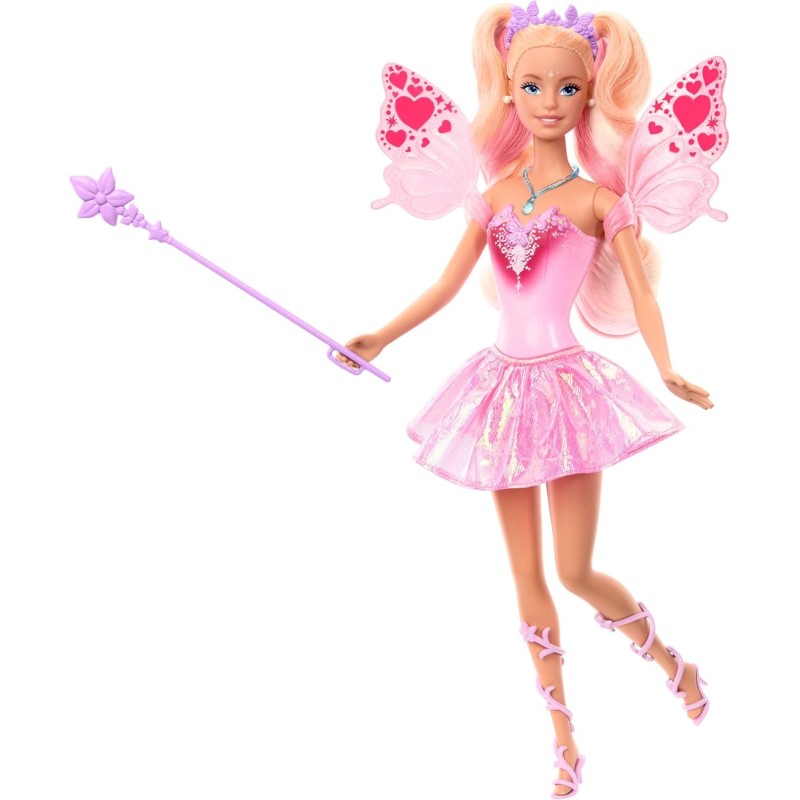Barbie Hada Muñeca con varita con cambio de color en las alas y el conjunto, JCP76 Mattel Barbie Hada Muñeca con varita con cambio de color en las alas y el conjunto, JCP76 Mattel
