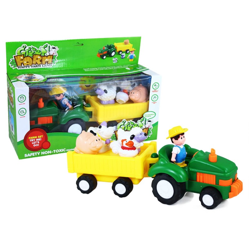 Tractor con remolque juguete incluye figura de granjero, gallina, cerdo, oveja y vaca 34cm de longitud edad +3 años Tractor con remolque juguete incluye figura de granjero, gallina, cerdo, oveja y vaca 34cm de longitud edad +3 años