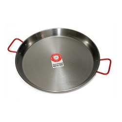 Paellera de acero pulido 42 cm diámetro para 10 raciones marca Garcima con asas remachadas apta para gas y leña