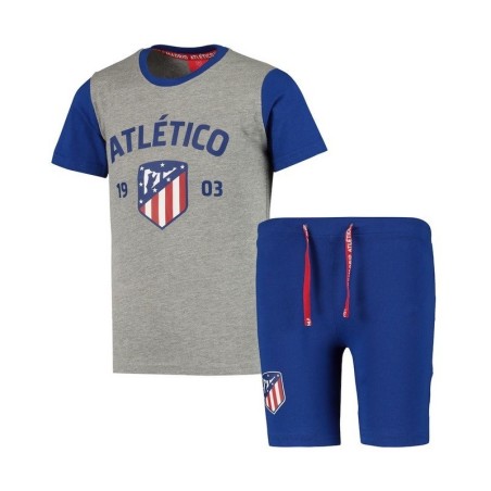 Pijama Atlético de Madrid verano Adulto producto oficial manga corta decorado con escudo y leyenda Atlético en la camiseta