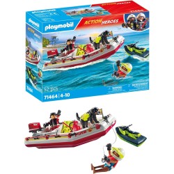 PLAYMOBIL Action Heroes 71464 Bote de Bomberos con Moto acuática edad +4 años
