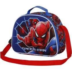 Marvel Spiderman Brave Bolsa Portamerienda dibujo en relieve 3D, 25.5x20 cm adaptada para llevar en el carro de una mochila