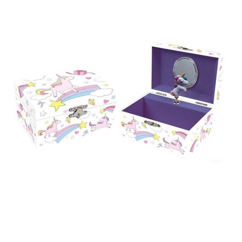 Joyero musical con unicornio melodía Twinkle Little star tamaño 15x10,5x8,5 cm - Primera Comunión
