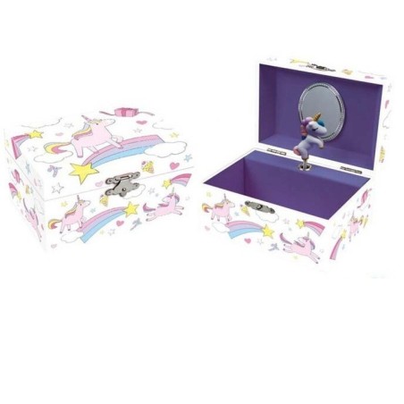 Joyero musical con unicornio melodía Twinkle Little star tamaño 15x10,5x8,5 cm - Primera Comunión