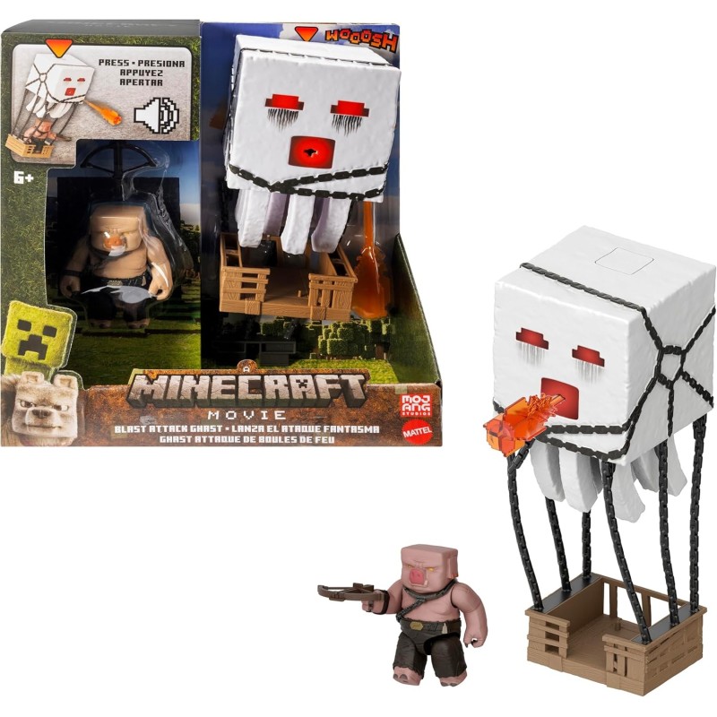 Mattel Minecraft Ghast de ataque con proyectiles con luces y sonidos, incluye un Piglin guerrero JFB69 Mattel Minecraft Ghast de ataque con proyectiles con luces y sonidos, incluye un Piglin guerrero JFB69