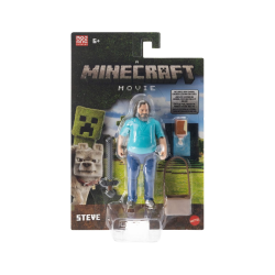 Mattel figura Minecraft Steve, articulada con accesorios 10 cm Inspirado en “Una película de Minecraft”, JFR57 edad +6 años