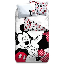 Funda nórdica para cama de 90cm de Mickey y Minnie Mouse  140x120cm incluye una funda almohada/cojín reversible de 63x63cm