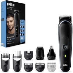 Braun Series 5 MGK5411 recortadora todo en uno, Kit 9 en 1 para afeitado masculino, recorte de barba, corte de pelo, nariz, orej