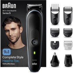Braun Series 5 MGK5411 recortadora todo en uno, Kit 9 en 1 para afeitado masculino, recorte de barba, corte de pelo, nariz, orej
