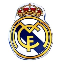 Cojín Real Madrid forma escudo 3D tamaño 49x29x8cm producto oficial tacto suav