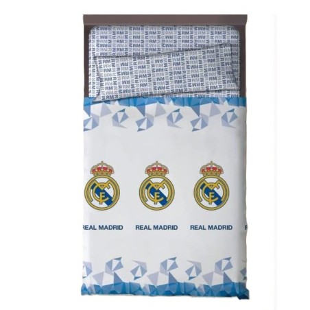 Juego de sábanas Real Madrid 3 Piezas sábana, bajera y funda de almohada para cama 150cm producto oficial