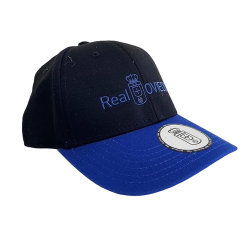 Gorra Real Oviedo talla adulto ajustable color negra visera azul Premium producto oficial