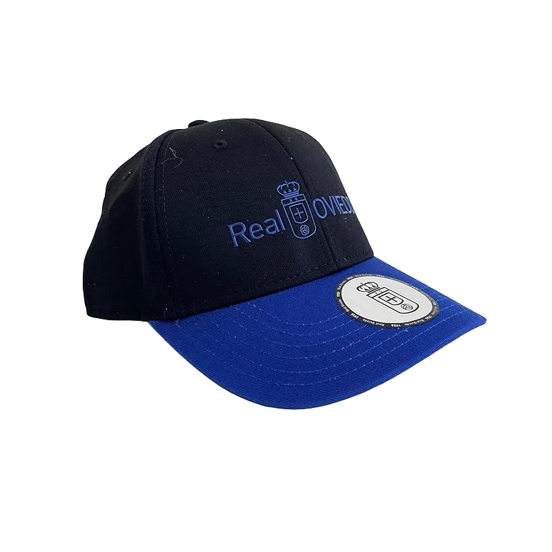 Gorra Real Oviedo talla adulto ajustable color negra visera azul Premium producto oficial Gorra Real Oviedo talla adulto ajustable color negra visera azul Premium producto oficial