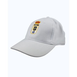 Gorra Real Oviedo talla adulto ajustable color blanco escudo bordado a color producto oficial