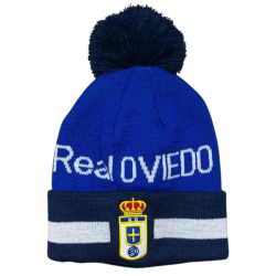 Real Oviedo Gorro con borla lana invierno escudo bordado talla adulto producto oficial
