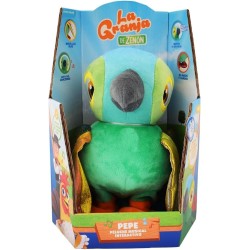 La Granja de Zenón peluche interctivo Lorito Pepe repite lo que dices, se mueve y camina incluye canciones Bandai Edad +12 meses