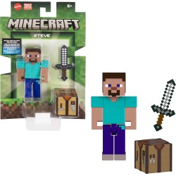 Figura Minecraft Steve incluye mesa de travajo y espada de hierro Mattel edad +6 años JCN28