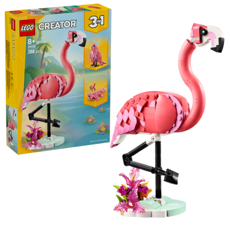 LEGO 31170 Fauna Salvaje: Flamenco Rosa Creator contiene 288 piezas - edad 8+ años.