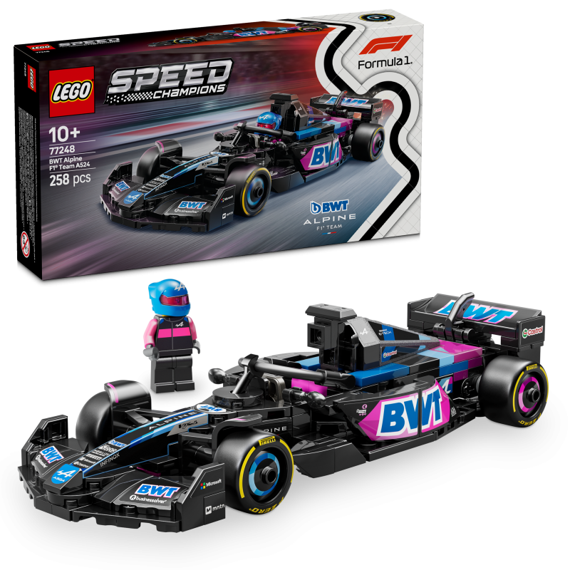 LEGO 77248 Coche de Carreras BWT Alpine F1® Team A524 Speed Champions contiene 258 piezas - edad 10+ años. LEGO 77248 Coche de Carreras BWT Alpine F1® Team A524 Speed Champions contiene 258 piezas - edad 10+ años.