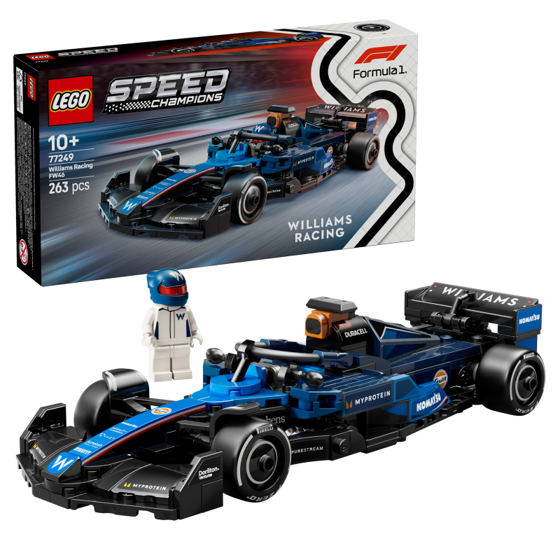 LEGO 77249 Coche de Carreras Williams Racing FW46 F1® Speed Champions contiene 263 piezas - edad 10+ años. LEGO 77249 Coche de Carreras Williams Racing FW46 F1® Speed Champions contiene 263 piezas - edad 10+ años.