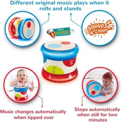 Tambor para Bebé Hape edad 6-36 meses emite luces y sonidos aprende diferentes ritmos y sonidos
