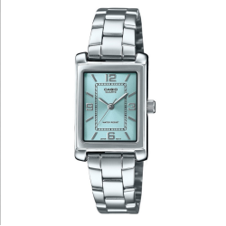 Reloj Casio Standard analógico de acero inoxidable con esfera azul aguamarina y cuarzo LTP-1234DD-2A para mujer