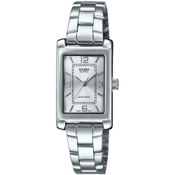 Reloj Casio LTP-1234DD-1A analógico de acero inoxidable con esfera plateada y cuarzo para mujer
