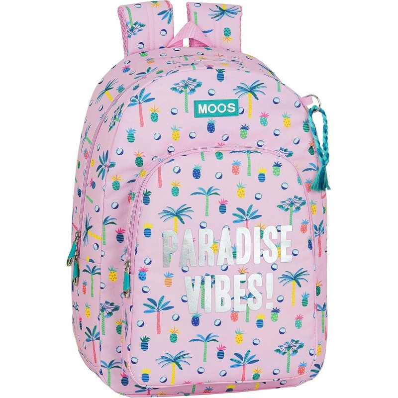 Mochila doble compartimento adaptable a carro Moos Paradise espaldar acolchado tamaño 30x14x46cm Mochila doble compartimento adaptable a carro Moos Paradise espaldar acolchado tamaño 30x14x46cm