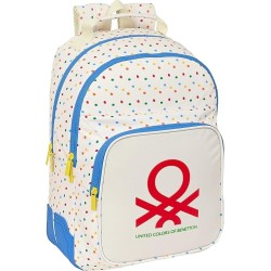 Mochila escolar Benetton espaldar acolchado, adaptable a carro esquinas reforzadas tamaño 42x32x15cm