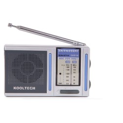 Radio transistor Kooltech CPR116 AM/FM con altavoz, antena telescópica tamaño bolsillo, utiliza 2 pilas AA no incluidas