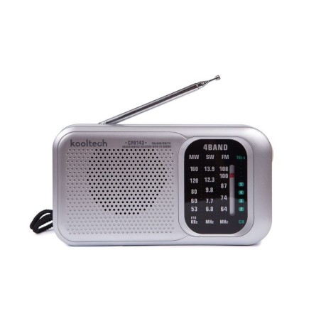Radio de 3 bandas Am/Fm/Sw Kooltech CPR143 a pila y corriente con altavoz, antena telescópica, entrada para auriculares